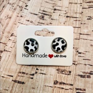 Cow Print Stainless Steel Stud Earrings